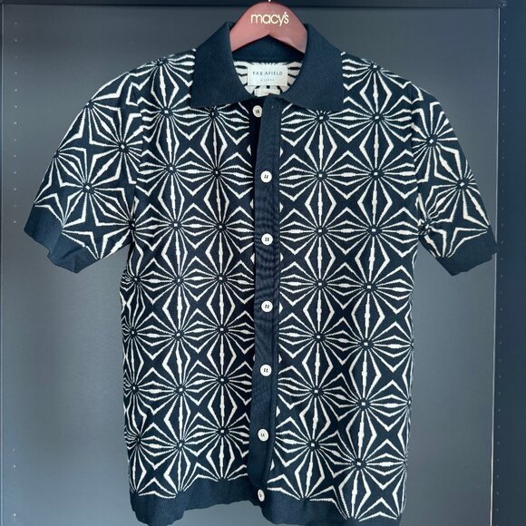 Far Afield Zigger Polo Cardigan - Meteorite Black - Picture 1 of 5
